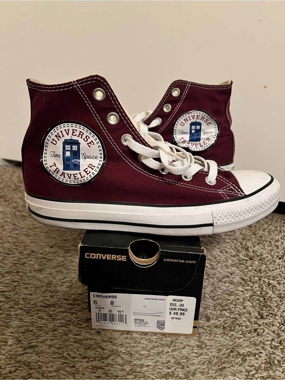Maroon high top converse